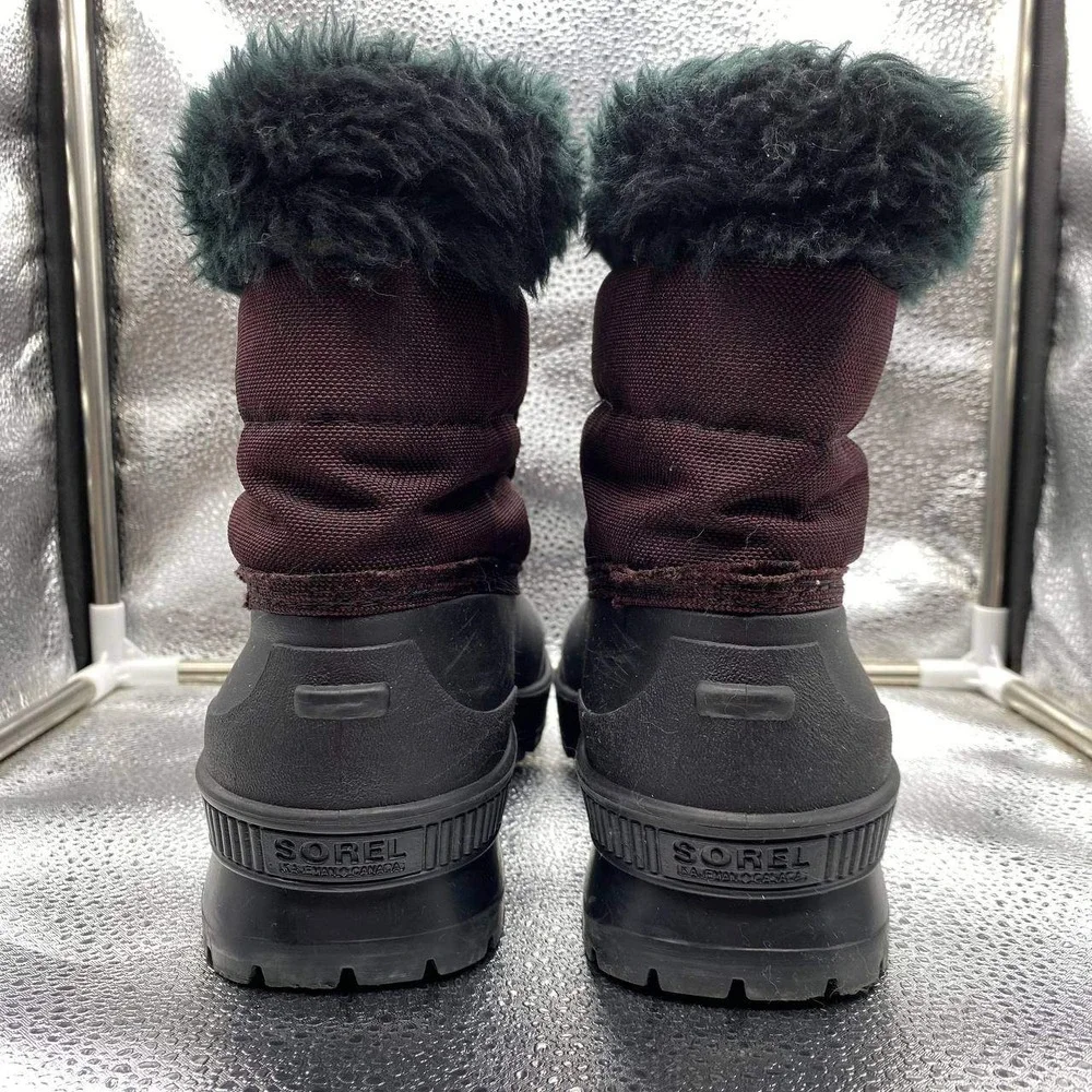 VTG 90s Sorel Caribou Snow Boots Womens 10 Burgundy Black Kaufman Made In Canada